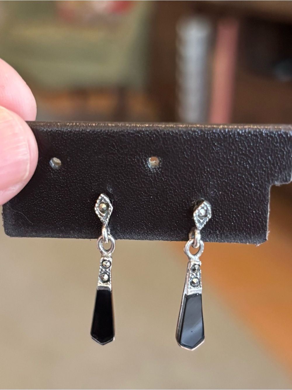 Black and Silver Drop Earrings